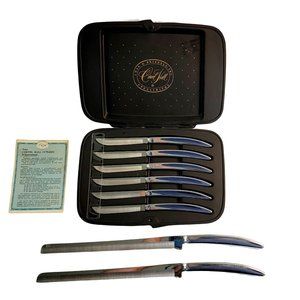 Vintage Carvel Hall USA 6 Dinner And 2 Carving Knives Stainless Steel